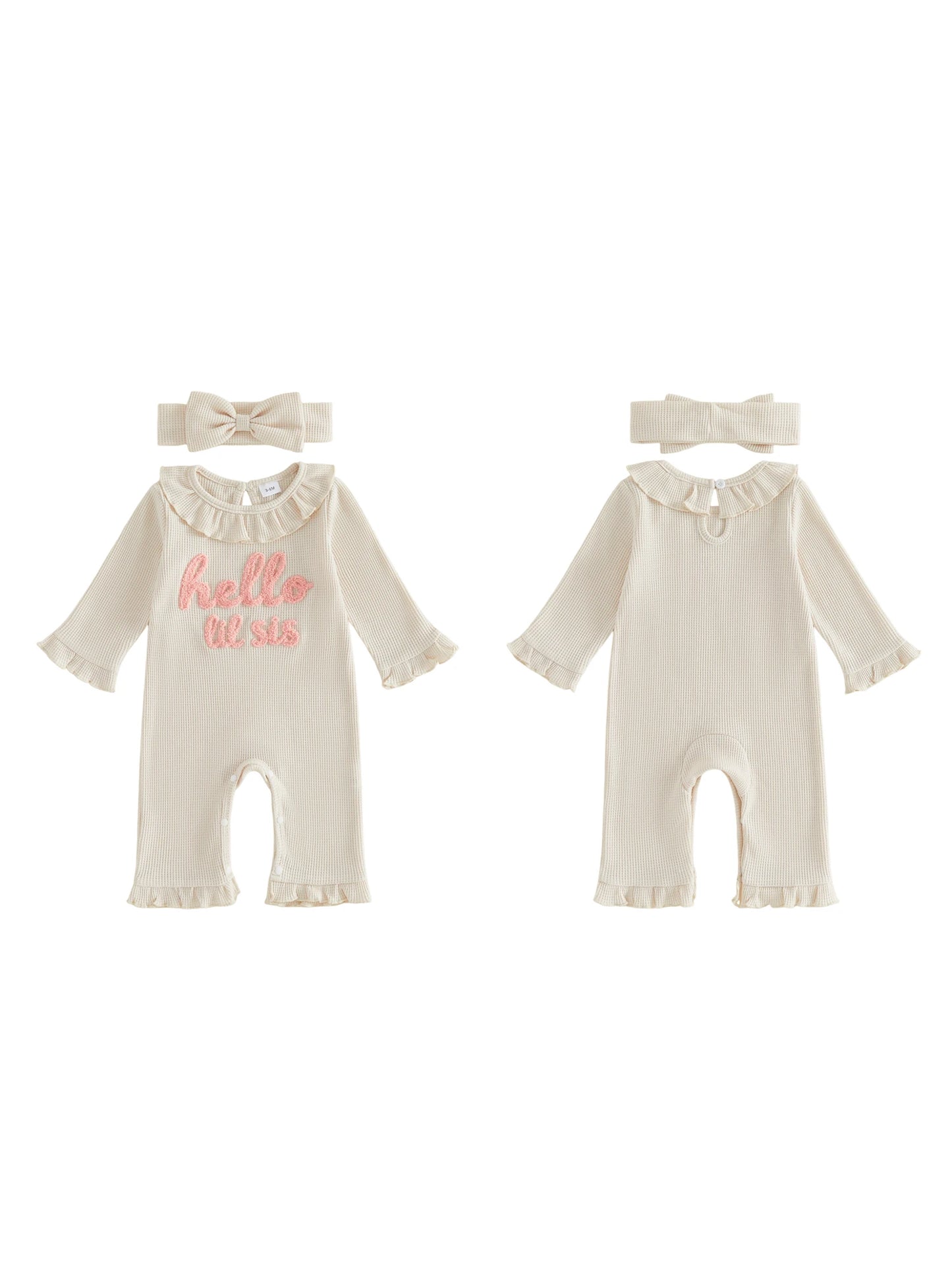 Cute Toddler Girls 2 Piece Set with Floral Print Ruffle Sleeve Top and Denim Shorts Matching Bow Headband Included