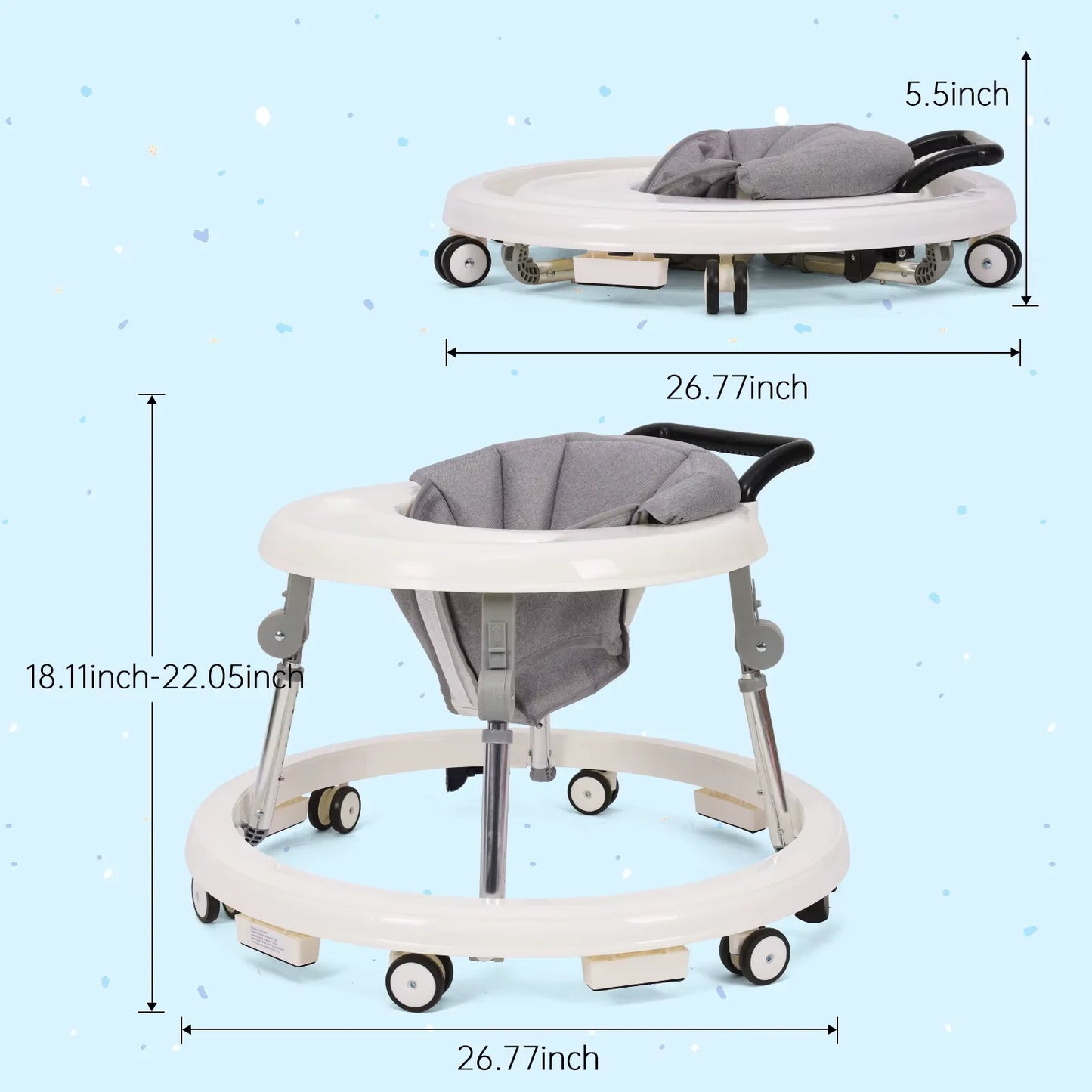 Baby Walker Foldable Baby Walker Baby Anti-Rollover Walker Multifunctional Baby Walker Portable Infant Walker for Boy Grils Gift