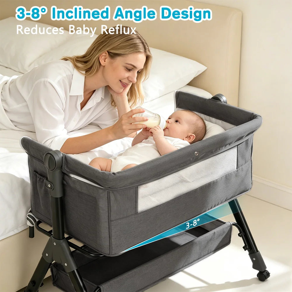 Baby Bassinet Bedside Sleeper, Portable Newborn Bassinet for Baby, Bedside Crib with 360° Visible Breathable Mesh Window