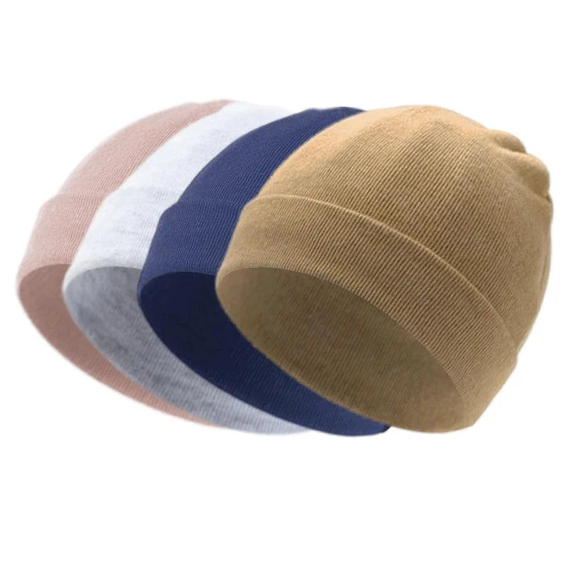Unisex 0-3 Months Newborn Boy Girl Hats 100% Cotton Soft Bonnet Caps Solid Color Kids Beanie Felt Cap Baby Accessories