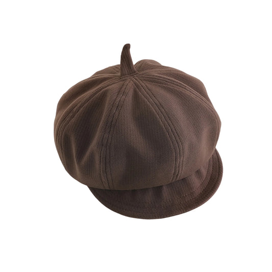Children s Newsboy Hat Retro Style Solid Color Eight-Sided Painter Cap with Visor Beret for Boys and Girls