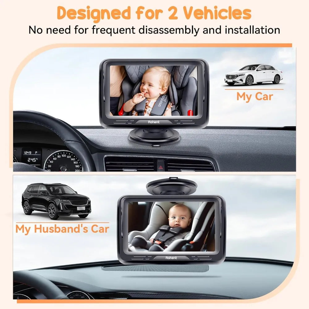 2 Pack Baby Car Camera System - Dual 1080P Monitors with Night Vision, Wide Angle, Easy Install for Two Vehicles