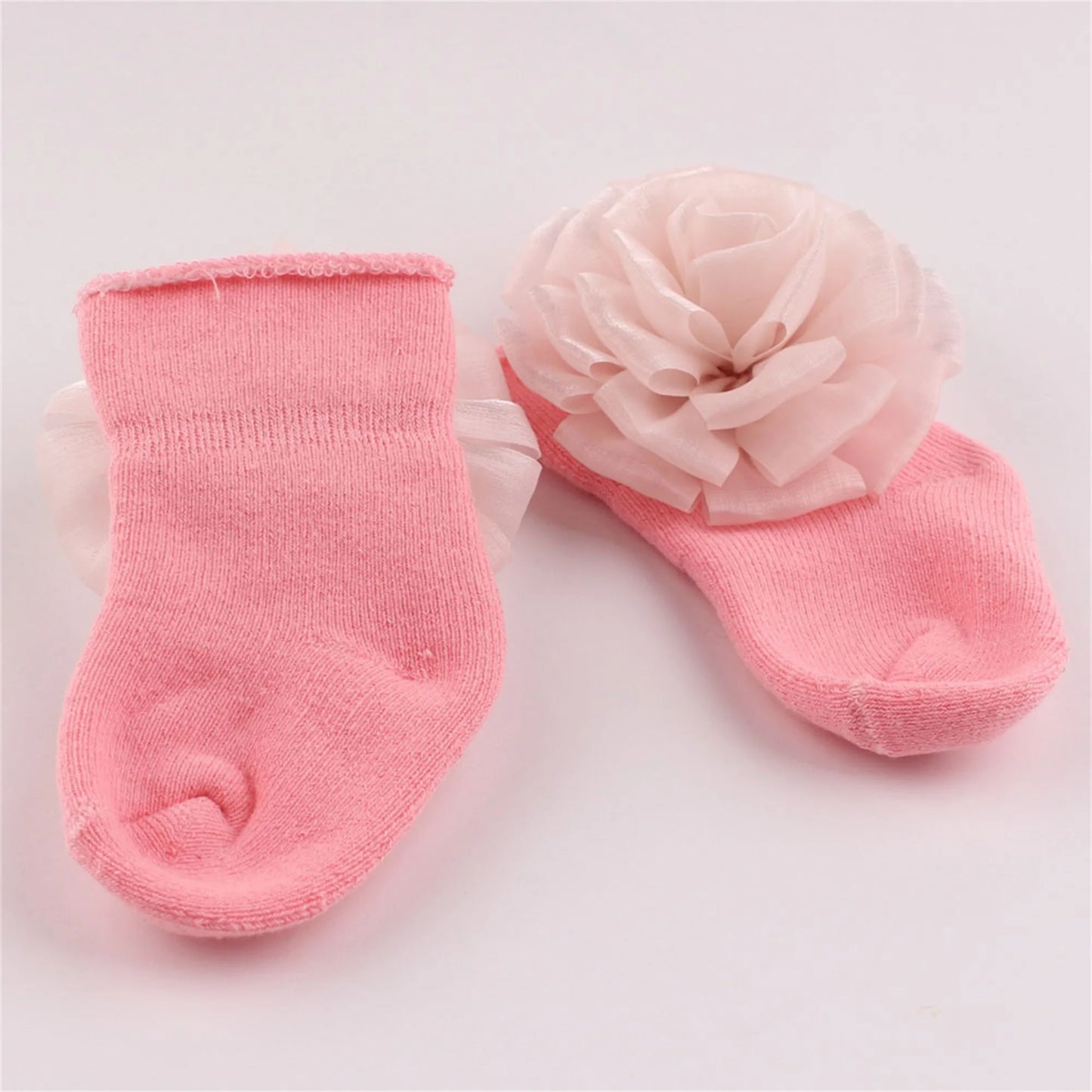 Adorable Baby Girl Knitted Hat and Socks Set with Delicate Floral Embroidery - Cozy Infant Winter Beanies and Booties