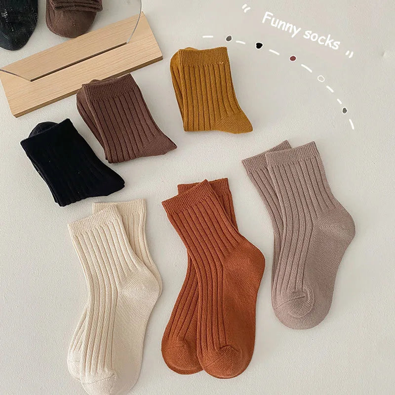 4 Pairs Cotton Kids Boys Girls Socks Children Baby Toddler Sport Socks School Students Spring Autumn Soft Fashion Mid Tube Socks