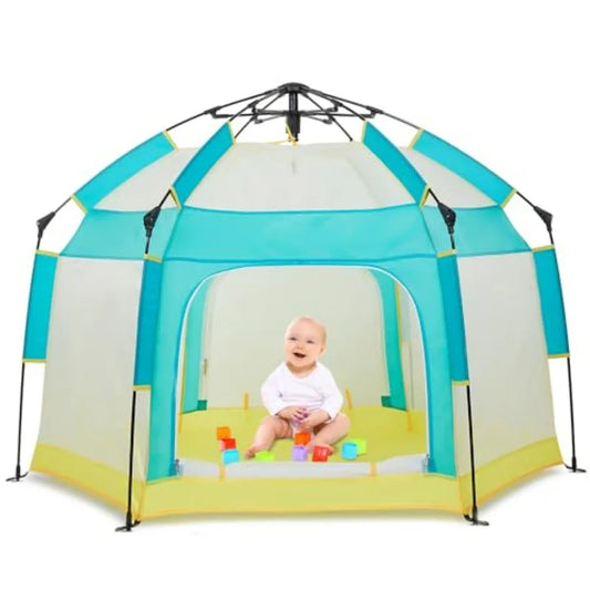 Portable Baby Playpen with Canopy for Indoor Outdoor Use Foldable Mosquito Net Tent for Toddler Green