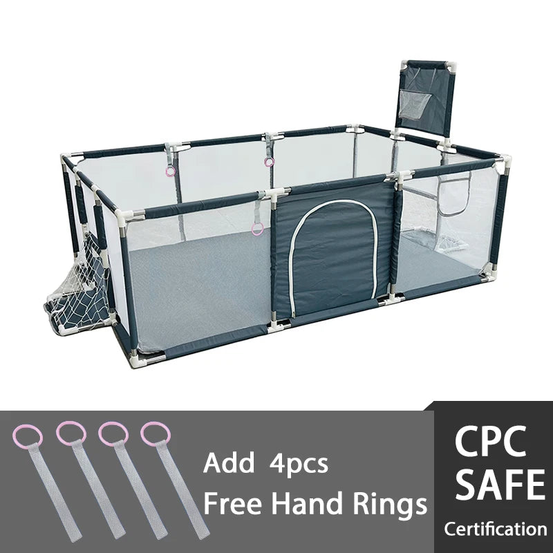 IMBABY New Playpen for Children Cartoon Baby Palypens Basketball Baby Playground Fence for Child Safety Barriers Baby Dry Pool