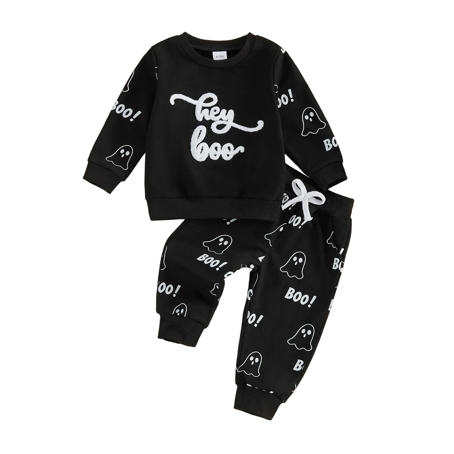 Kids Halloween Costume Set Long Sleeve Crew Neck Pumpkin Embroidery Sweatshirt and Jogger Pants for Toddler Girl Boy