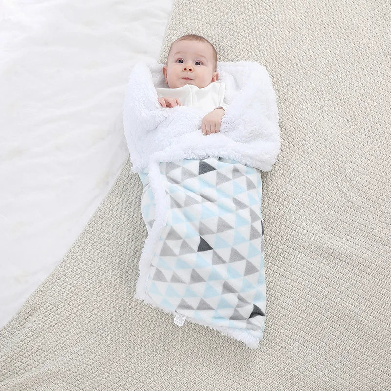 Newborn Warm Fleece Baby Blanket - Soft Washable Thick Thermal Swaddle Wrap for Infant Stroller & Bedding