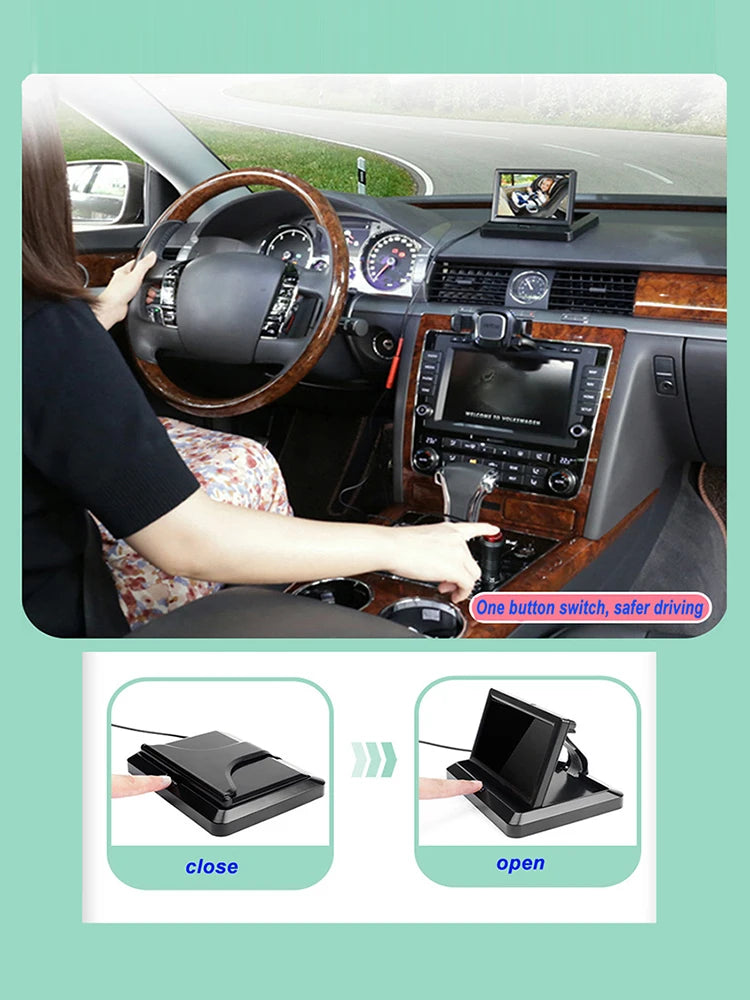 4.3 Inch HD Safety Car Seat Mirror Camera Folding Screen 8LED IR Night Vision Back Seat Baby Car Camera Headrest Monitor Display