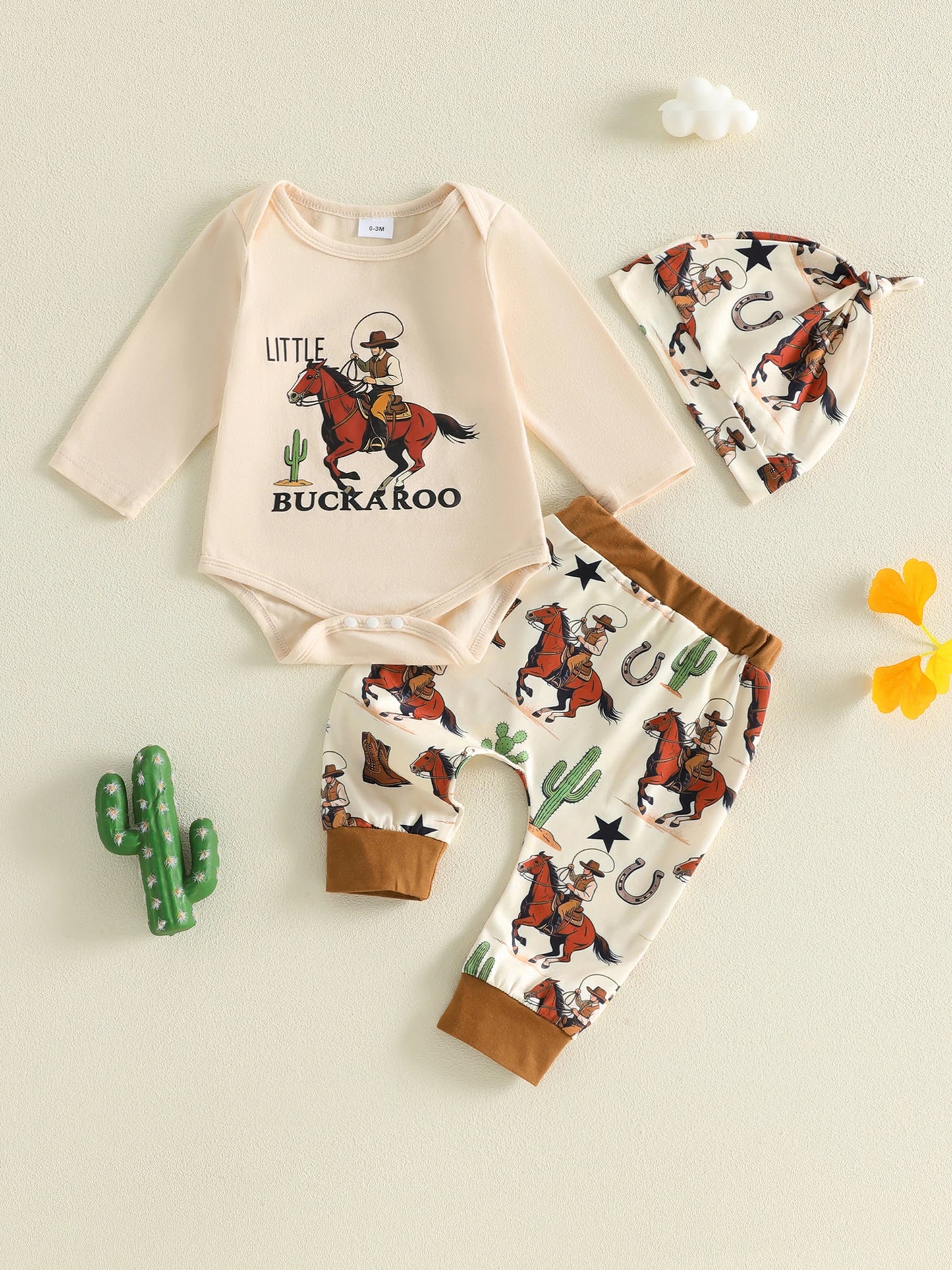 Toddler Boys 3-Piece Outfit Set Dinosaur Print Long Sleeve Shirt with Pants and Hat Baby Boy Clothing Set for Fall