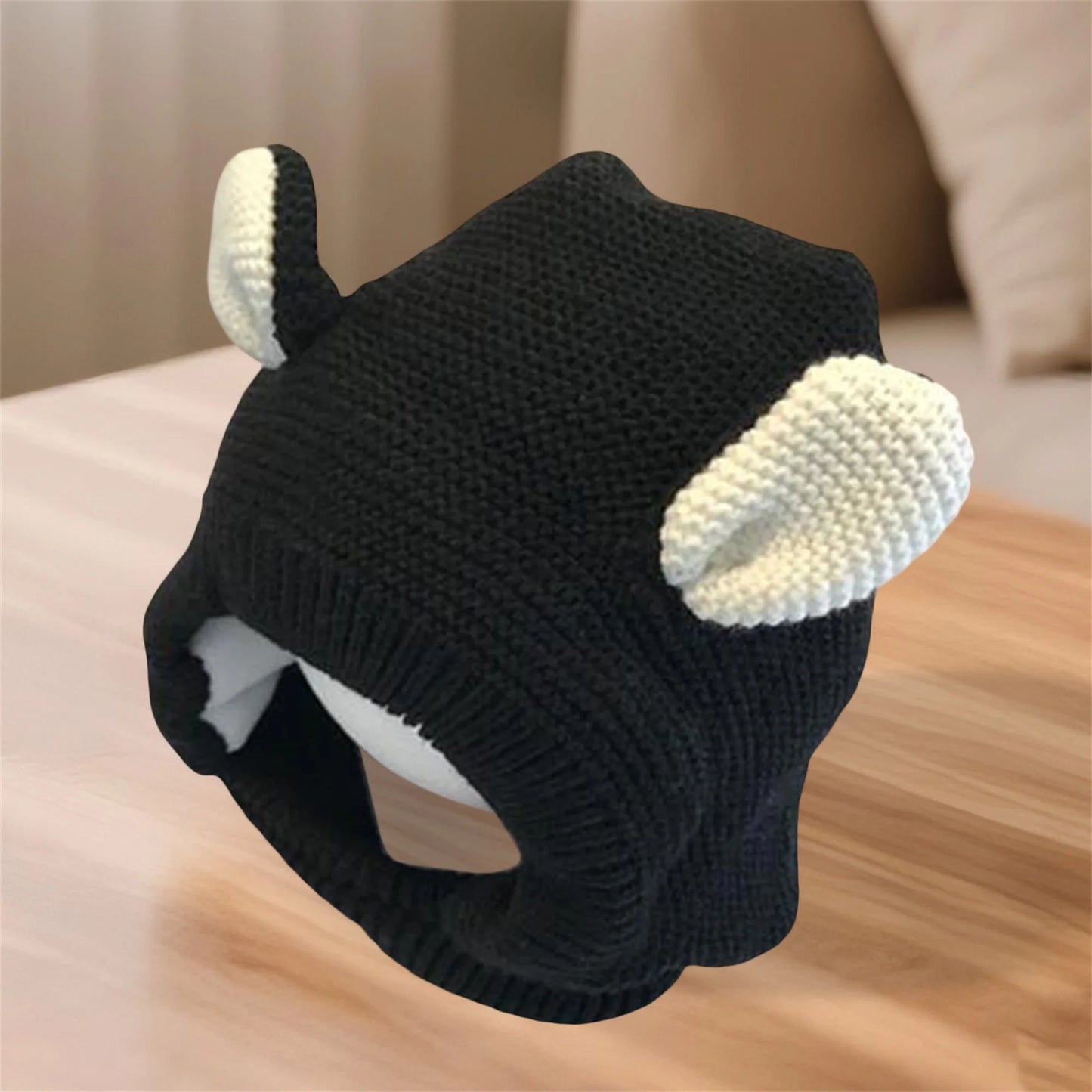Adorable Winter Knit Hat with Fun Bear Ears Cozy Thickened Soft Hat Stylish Ear Protection Cap for Kids