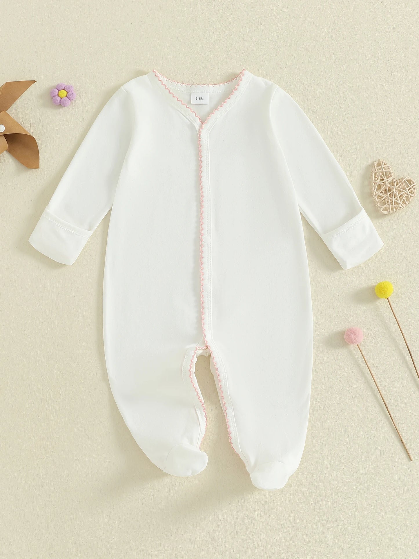 Infant Cozy  with Ribbed Cuffs and Snap Closure Soft Cotton Blend Toddler Sleepsuit Adorable Pajama Set