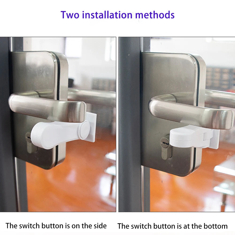 Child Safe Door Lever Lock Universal Window Door Handle Lock 180 Degree Rotating Self Adhesive for Window Door Cabinet