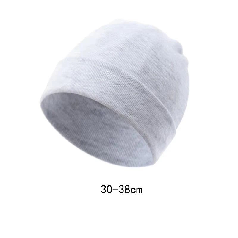 Unisex 0-3 Months Newborn Boy Girl Hats 100% Cotton Soft Bonnet Caps Solid Color Kids Beanie Felt Cap Baby Accessories