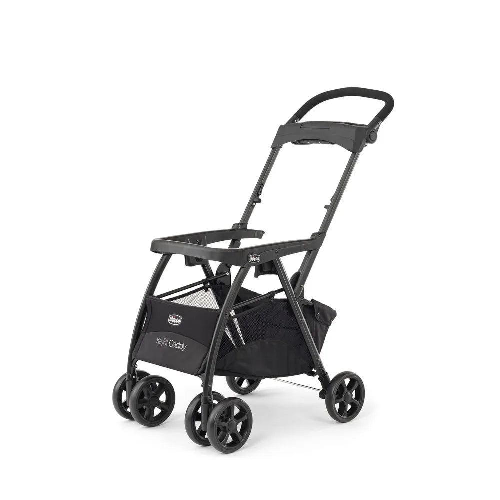 KeyFit Caddy Frame Stroller, Accepts All Chicco Infant Car Seats, Adjustable Handle, Parent Tray | Black/Black