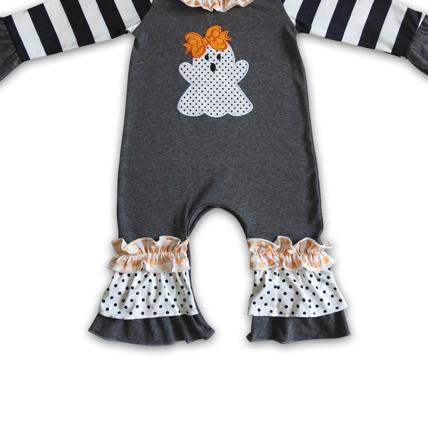 Baby girls Halloween ghost black rompers