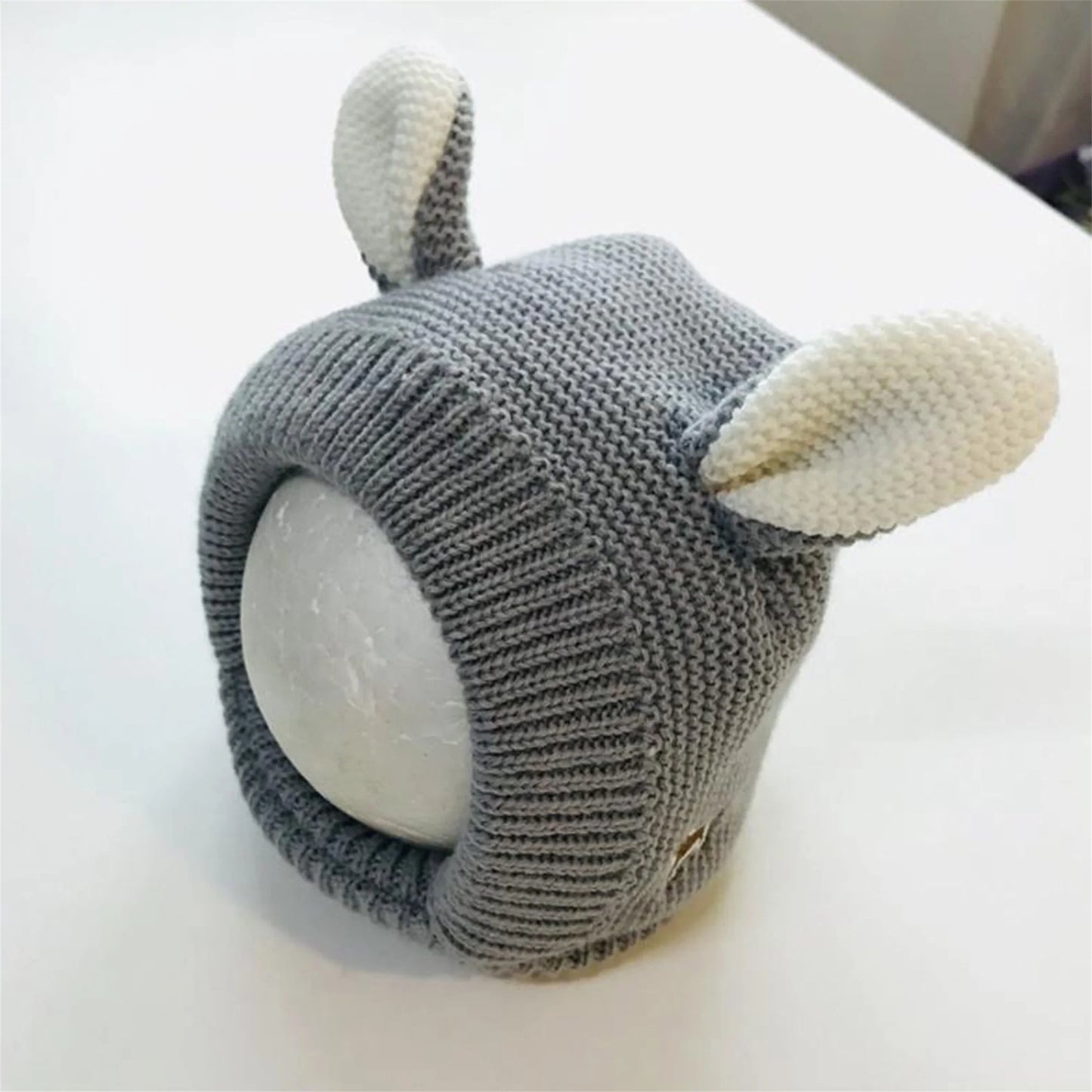 Adorable Winter Knit Hat with Fun Bear Ears Cozy Thickened Soft Hat Stylish Ear Protection Cap for Kids