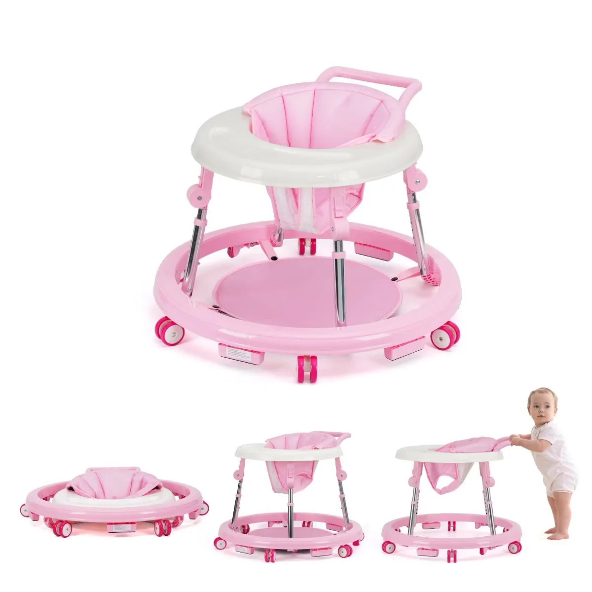 Baby Walker Foldable Baby Walker Baby Anti-Rollover Walker Multifunctional Baby Walker Portable Infant Walker for Boy Grils Gift
