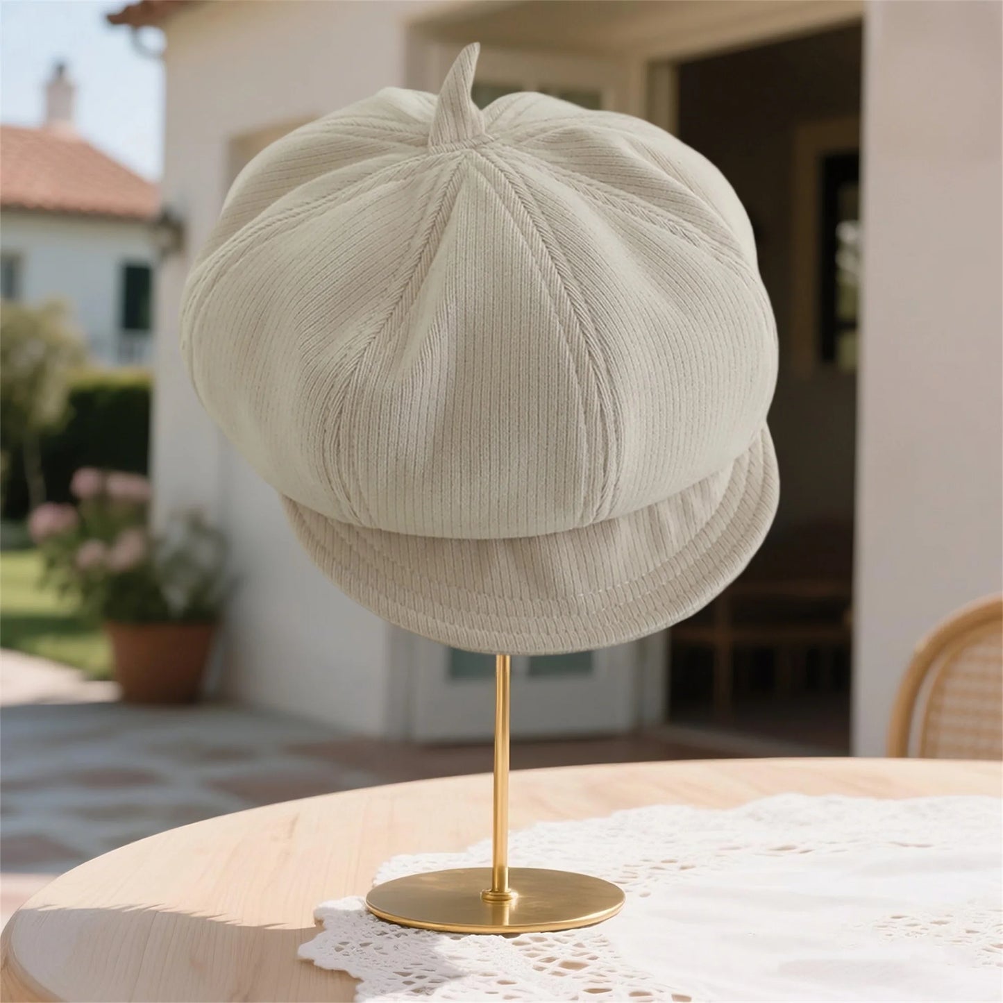 Children s Newsboy Hat Retro Style Solid Color Eight-Sided Painter Cap with Visor Beret for Boys and Girls