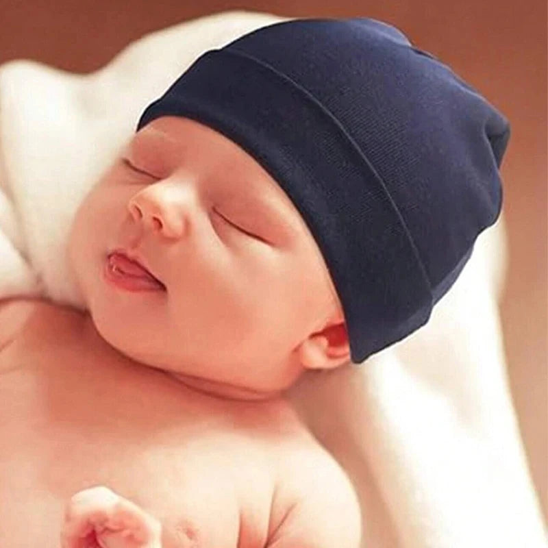 Unisex 0-3 Months Newborn Boy Girl Hats 100% Cotton Soft Bonnet Caps Solid Color Kids Beanie Felt Cap Baby Accessories