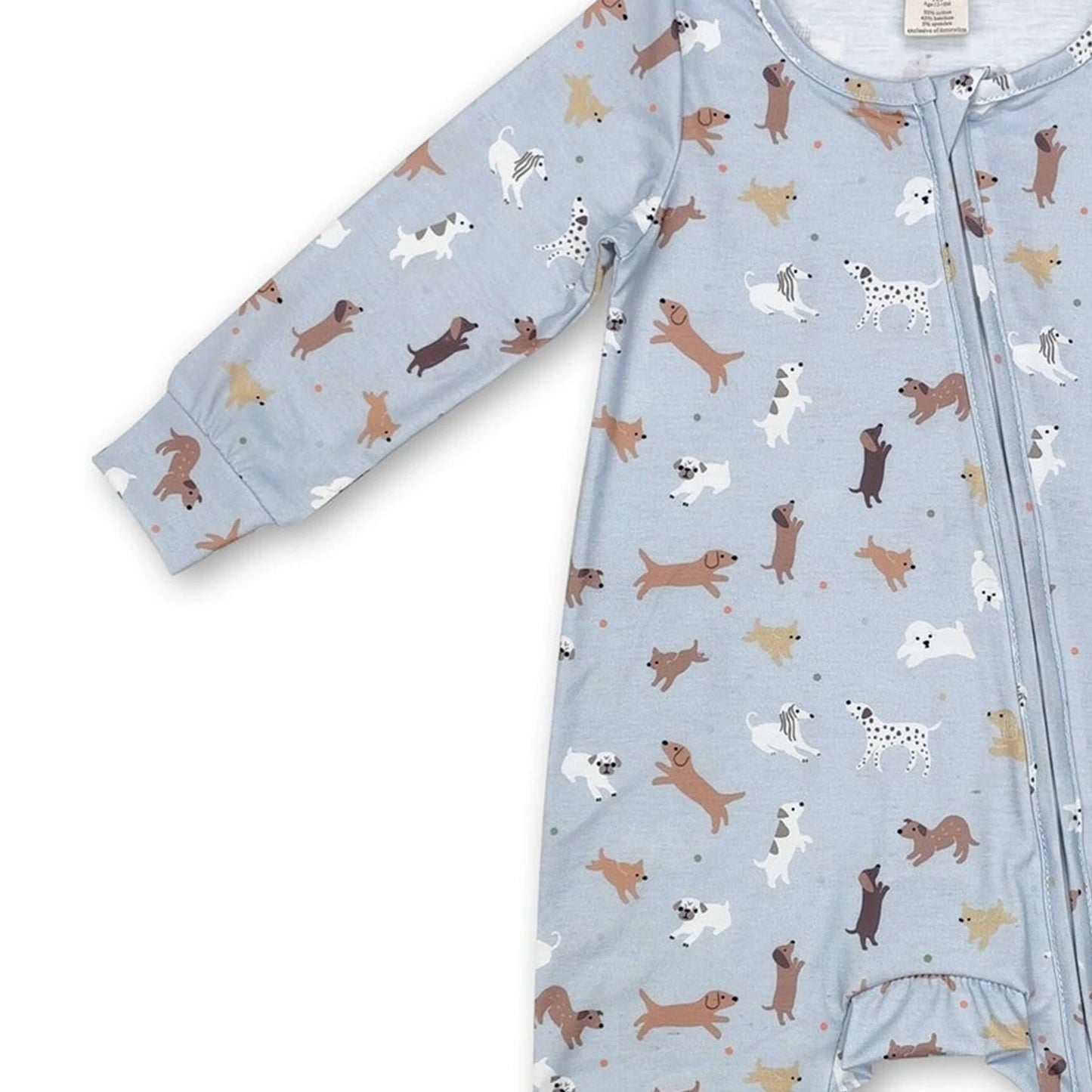 Baby Infant Toddler Blue Dogs Bamboo Zip Rompers