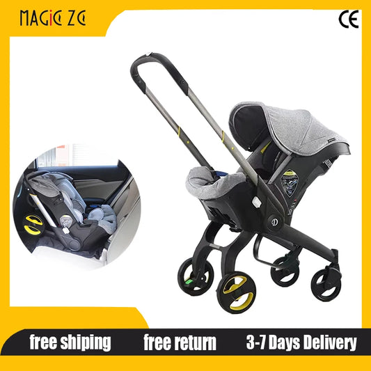 2-in-1 Baby Stroller Lightweight Foldable Carriage Newborn Travel System with Car Safety Seat Safe and Stable Buggy New Pram