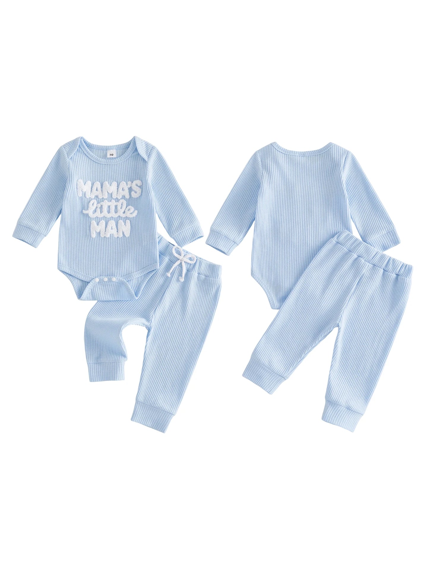 Cute Toddler Boys Autumn Ensemble Stylish Alphabet Stitched Long Sleeve Crew Neck Romper and Trousers Matching Set