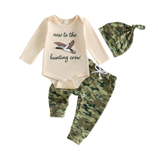 Outfits Long Sleeve Baby-Boys-3 Pcs Camo Print Baby Boys Hat Newborn Clothes Set Hat Set Newborn Lightweight Outfits Long Sleeve