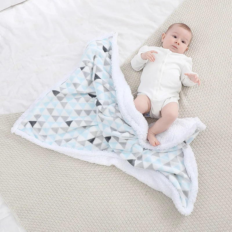 Newborn Warm Fleece Baby Blanket - Soft Washable Thick Thermal Swaddle Wrap for Infant Stroller & Bedding