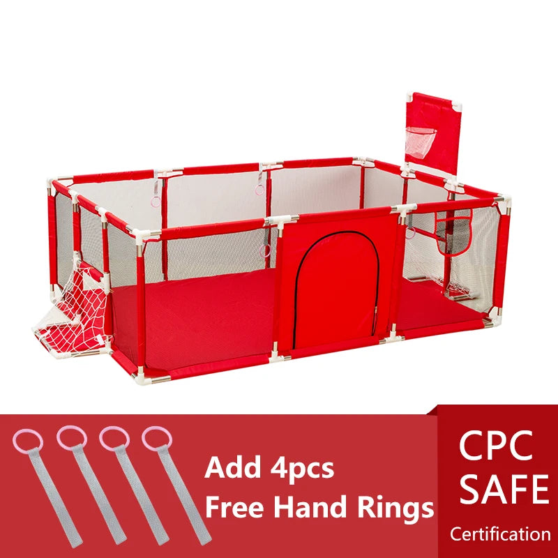 IMBABY New Playpen for Children Cartoon Baby Palypens Basketball Baby Playground Fence for Child Safety Barriers Baby Dry Pool