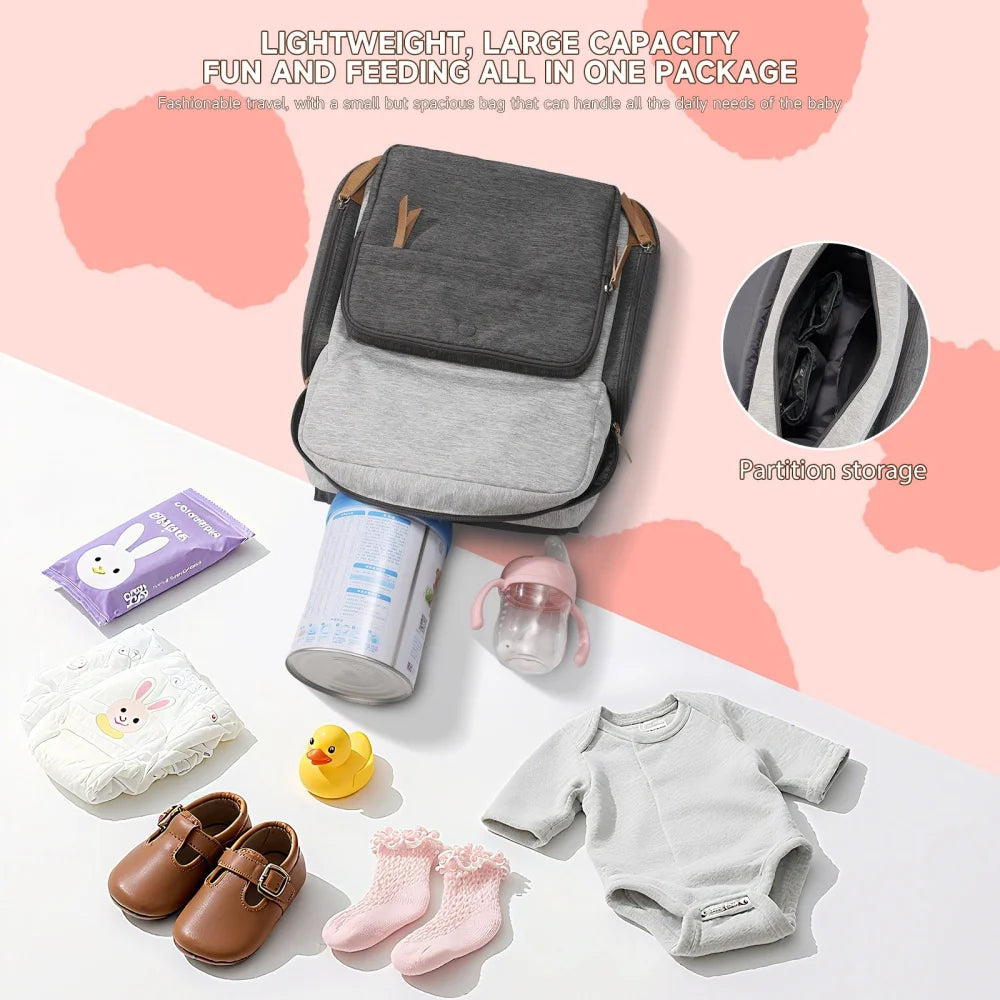 Insulated Diaper Bag Backpack with Stroller Straps, Multipacks Mommy Bag, Large Lightweight Baby Organizer Backpack for Mom Dad