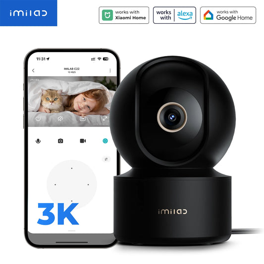IMILAB C22 WiFi Baby Monitor Indoor Camera - AI Detection Night Vision 2-Way Audio 360° PTZ for Child Safety