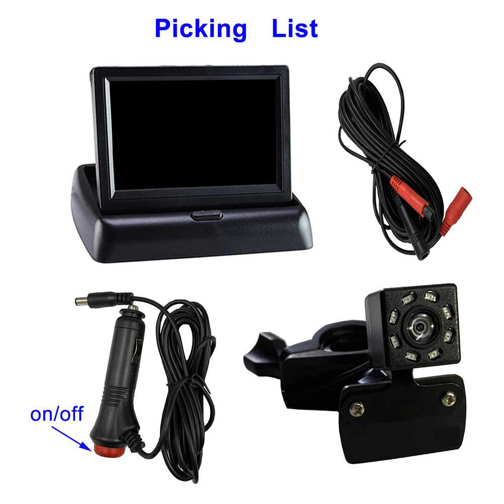 4.3 Inch HD Safety Car Seat Mirror Camera Folding Screen 8LED IR Night Vision Back Seat Baby Car Camera Headrest Monitor Display