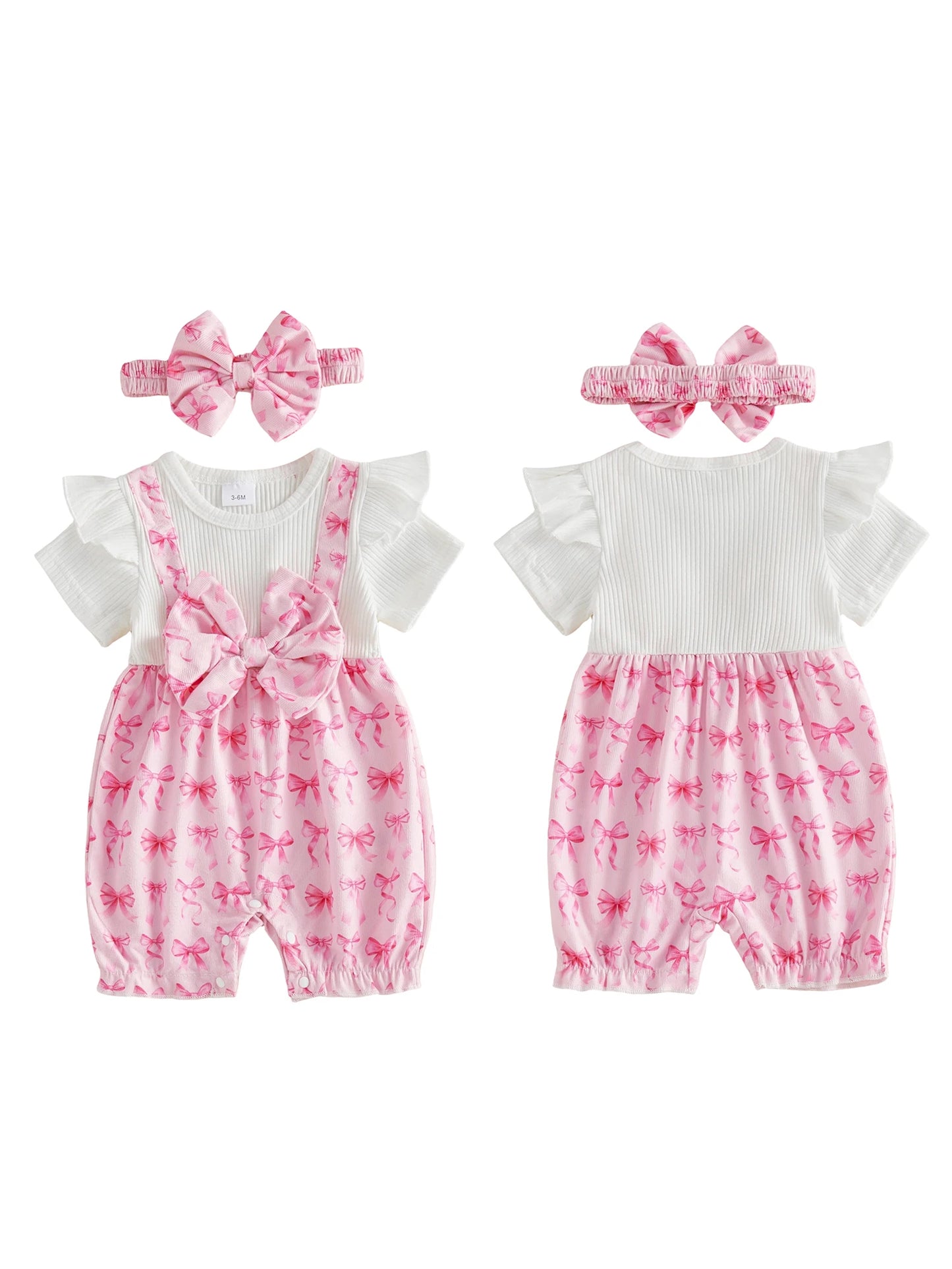 Cute Baby Girls 3 Piece Set Lovely Floral Print Long Sleeve Bodysuit Pants and Headband Outfit for Infants