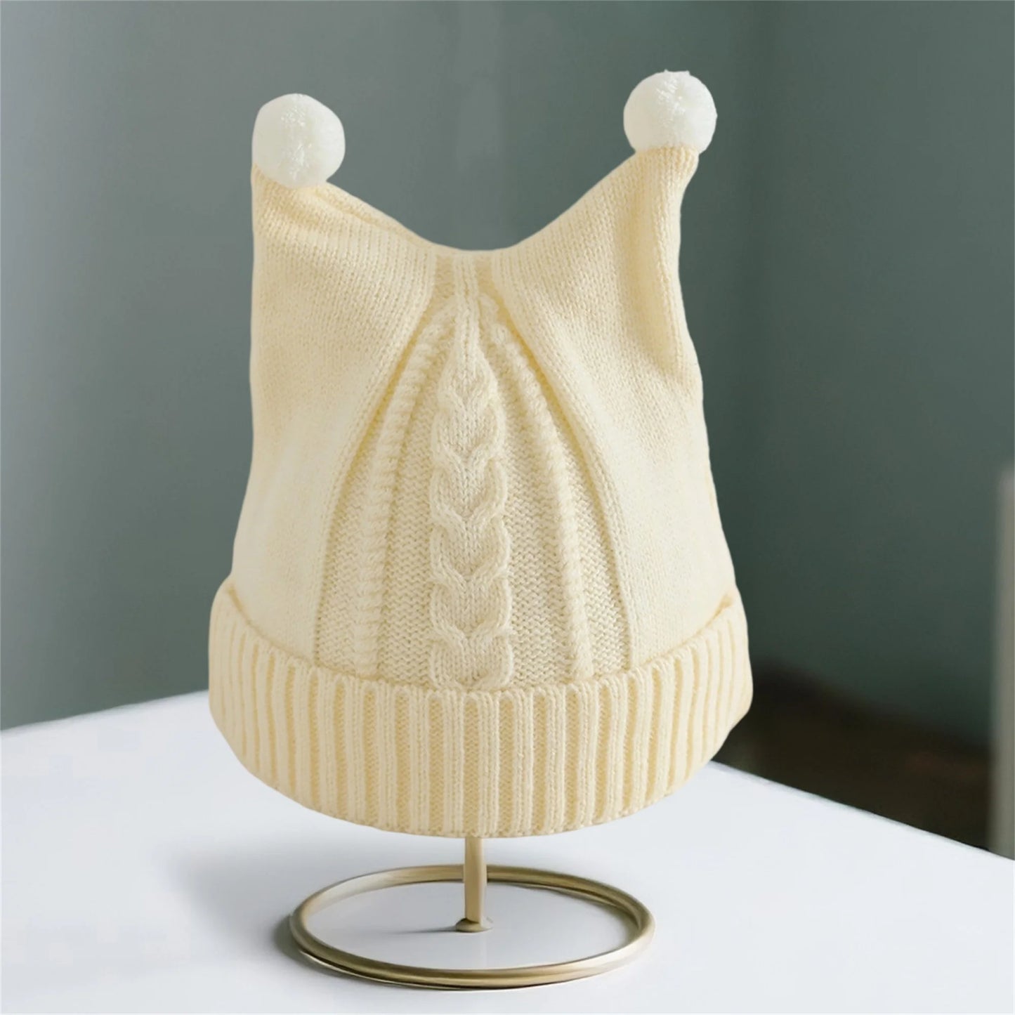 Children s Winter Knit Beanie with Adorable Animal Ears Cozy and Thick Warm Hat for Cold Weather Stylish Ear Protection Hat