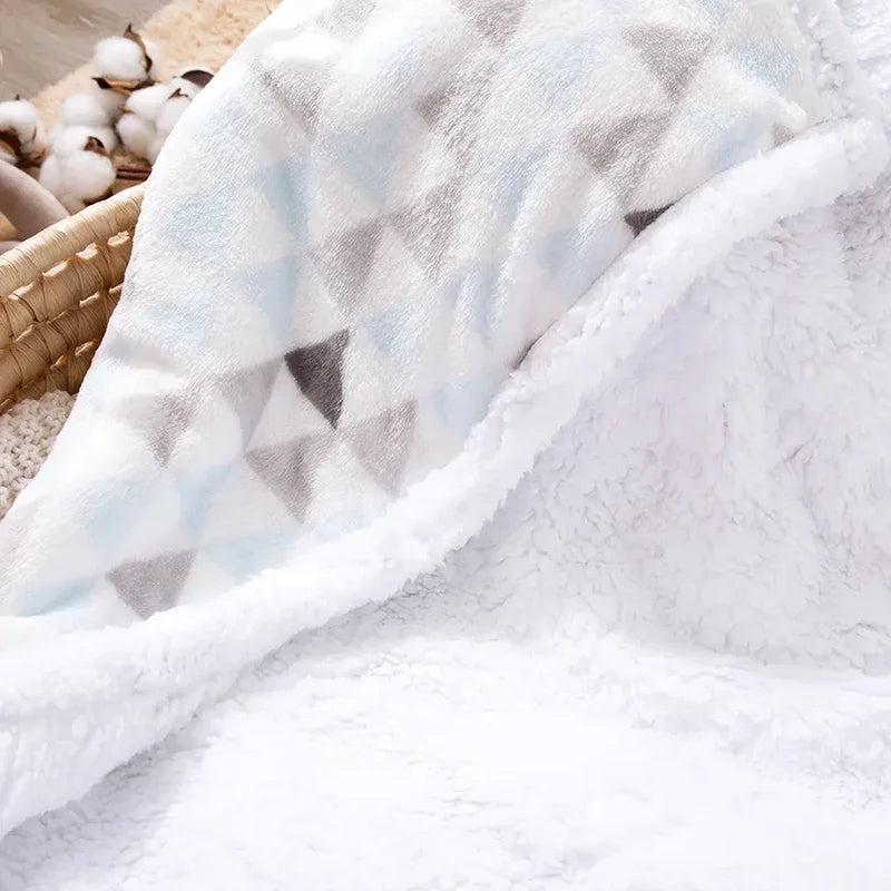 Newborn Warm Fleece Baby Blanket - Soft Washable Thick Thermal Swaddle Wrap for Infant Stroller & Bedding