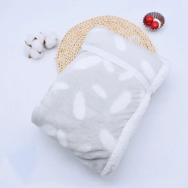 Newborn Warm Fleece Baby Blanket - Soft Washable Thick Thermal Swaddle Wrap for Infant Stroller & Bedding