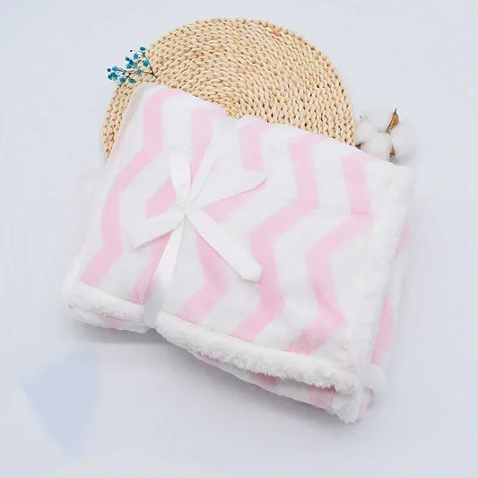 Newborn Warm Fleece Baby Blanket - Soft Washable Thick Thermal Swaddle Wrap for Infant Stroller & Bedding