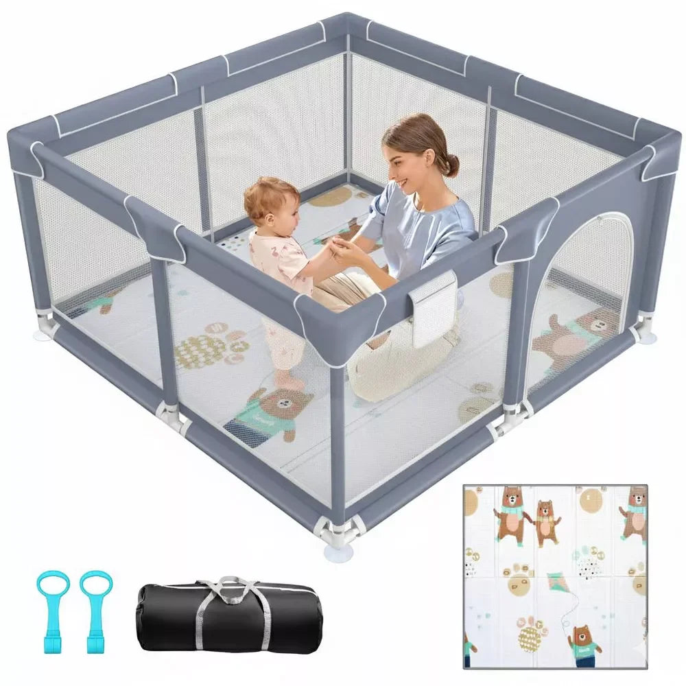 Baby Playground Playpen 360° Baby Safety Fence Portable Baby Playpen for Children Play Area Baby Playground For 0-6 Years