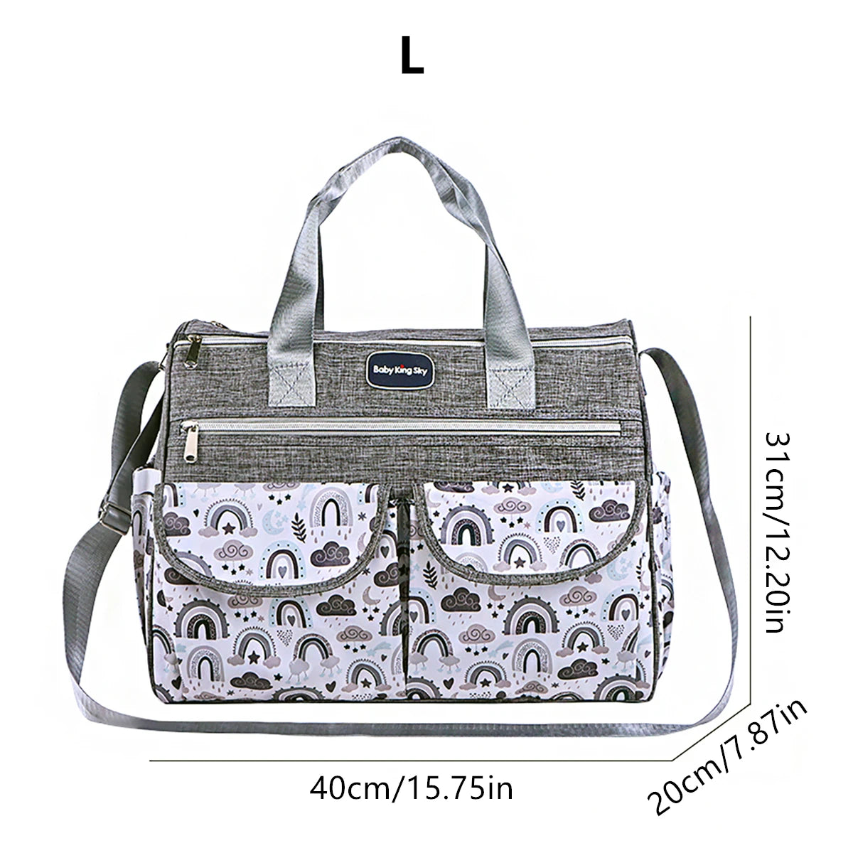 New Fashionable Cloud-Printed Single-Shoulder Mommy Bag; Multi-Functional Large-Capacity Cross-Body Mother-And-Baby Bag; Portable Maternity Tote Diaper Bag for Outings