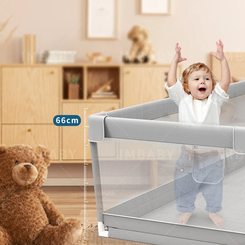 IMBABY Children's Playground Kid Playground Safety Fence Children's Basketball Court Baby Indoor Playground Light Grey Fence