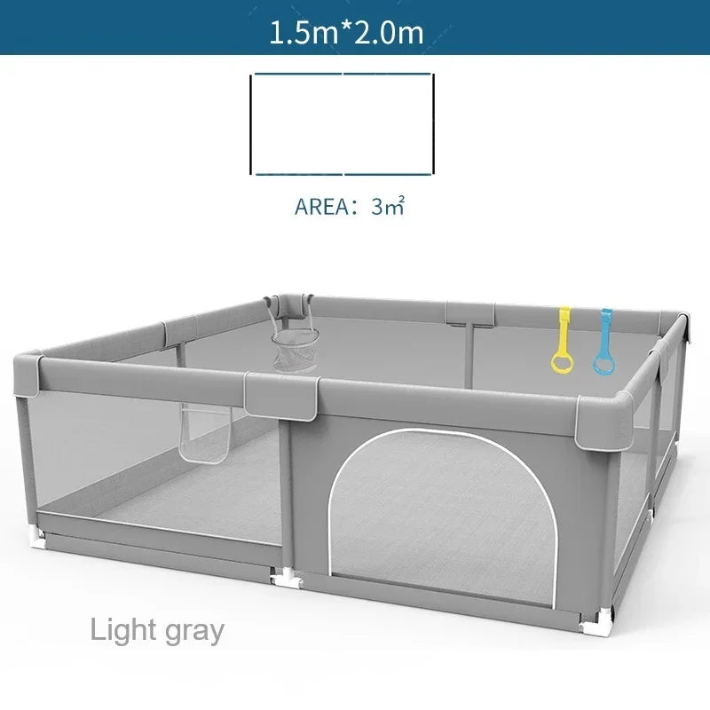IMBABY Children's Playground Kid Playground Safety Fence Children's Basketball Court Baby Indoor Playground Light Grey Fence
