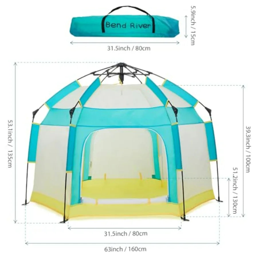 Portable Baby Playpen with Canopy for Indoor Outdoor Use Foldable Mosquito Net Tent for Toddler Green