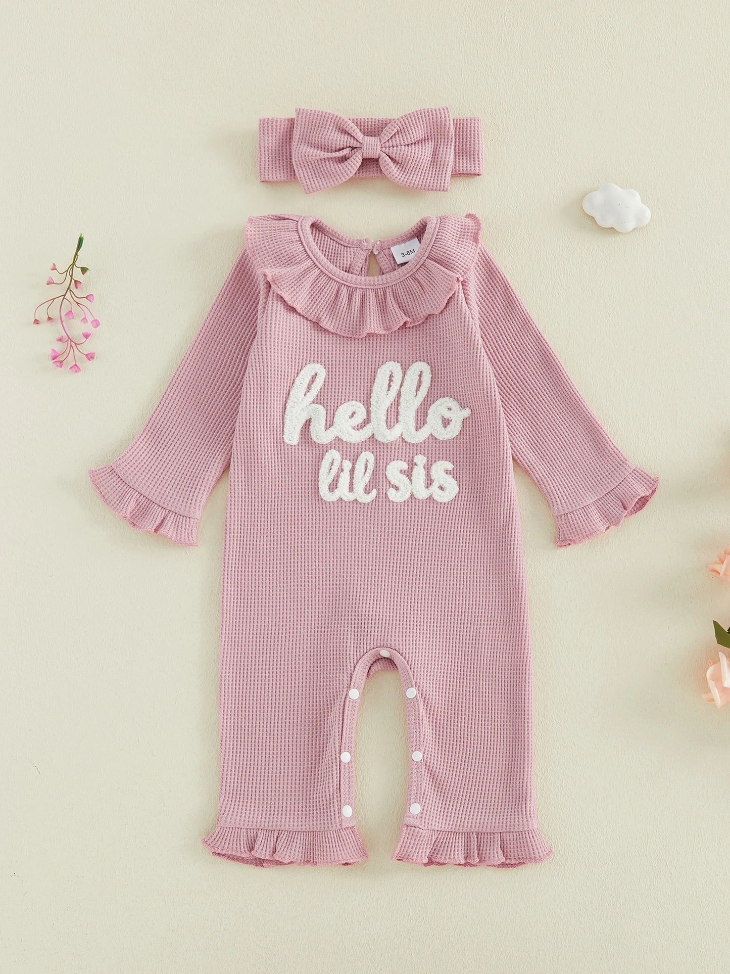 Cute Toddler Girls 2 Piece Set with Floral Print Ruffle Sleeve Top and Denim Shorts Matching Bow Headband Included