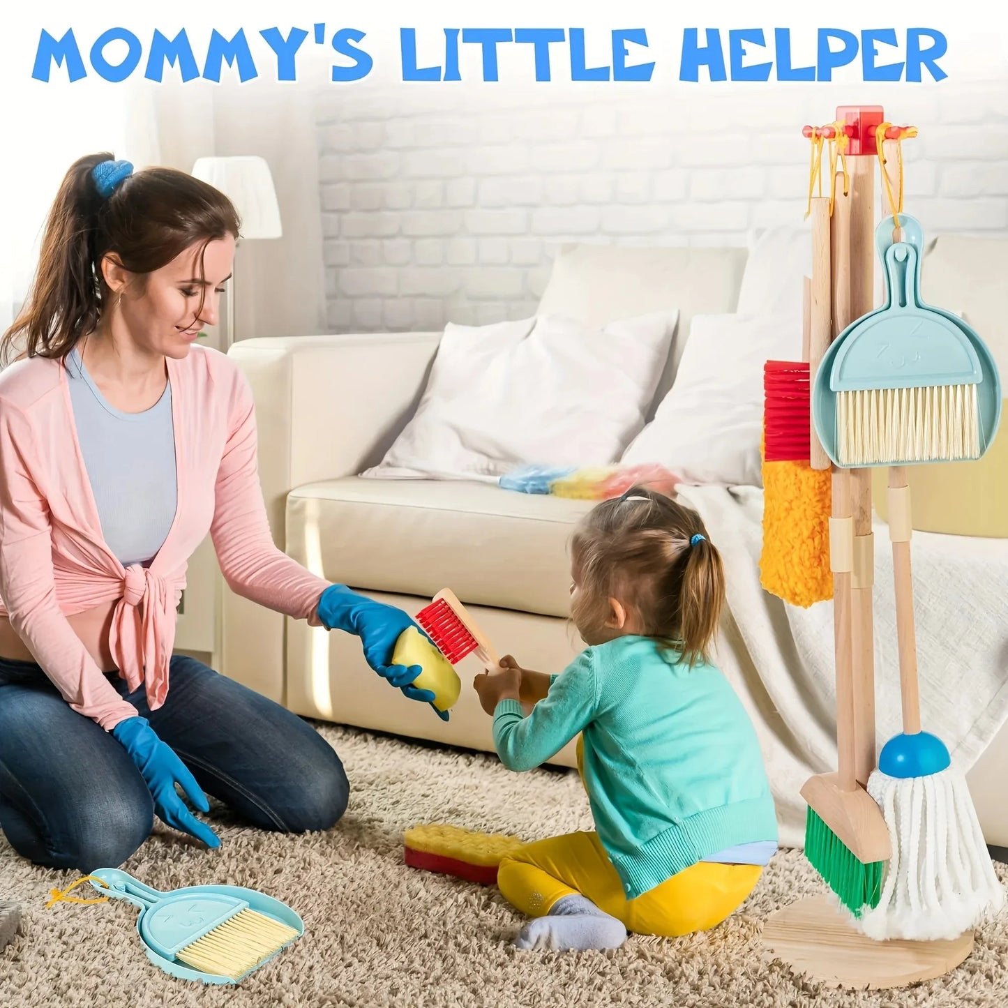Wooden Kids Cleaning Set Toy For Toddlers 8 Pcs Montessori Cleaning Toys With Kids Broom Mop Set Pretend Housework Play Toy Gift
