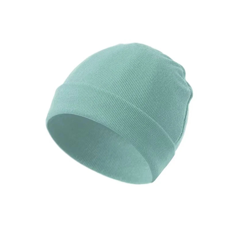 Unisex 0-3 Months Newborn Boy Girl Hats 100% Cotton Soft Bonnet Caps Solid Color Kids Beanie Felt Cap Baby Accessories