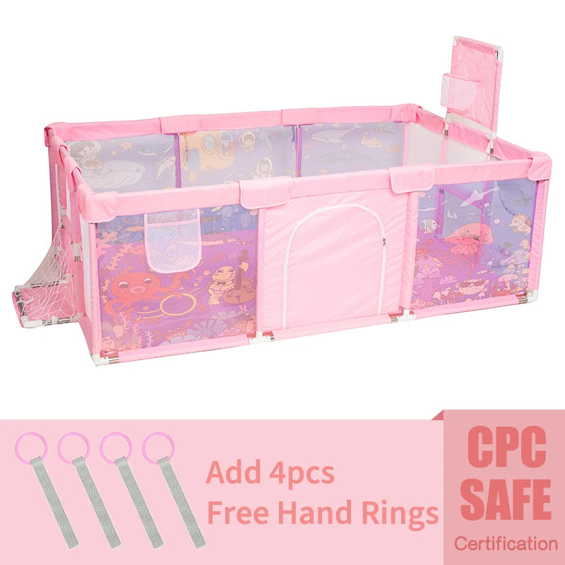 IMBABY New Playpen for Children Cartoon Baby Palypens Basketball Baby Playground Fence for Child Safety Barriers Baby Dry Pool