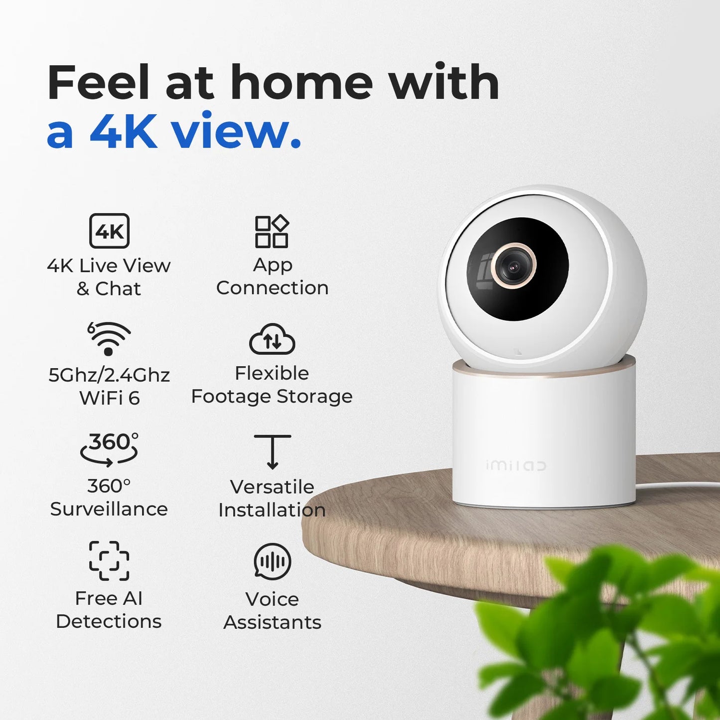 IMILAB C40 Home Security 5G WiFi Camera Indoor Cam 4K PTZ for Baby/Pet with Person Pet Track Powerful AI Detection Mihome