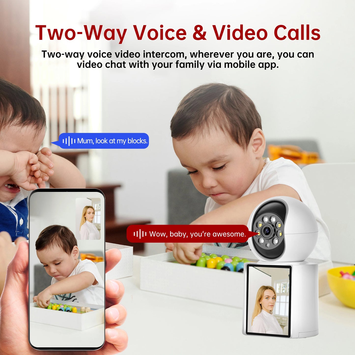 One-Key Call CCTV Camera Video Call Smart Wifi with 2.8 Inch IPS Screen 3MP Two-way Audio PTZ Surveillance Baby IP Camera Icsee