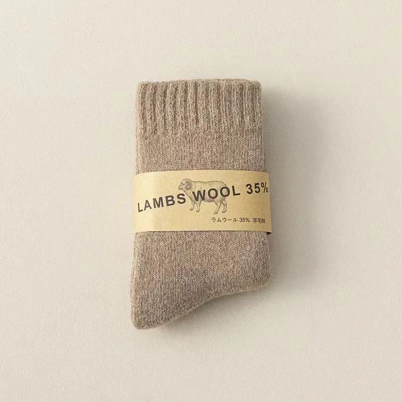 Winter 30% Wool Cashmere Warm Furry Kids Sock Chic Solid Color Calf Sock for Children Thicken Fleece Wool Autumn Warm Stockings